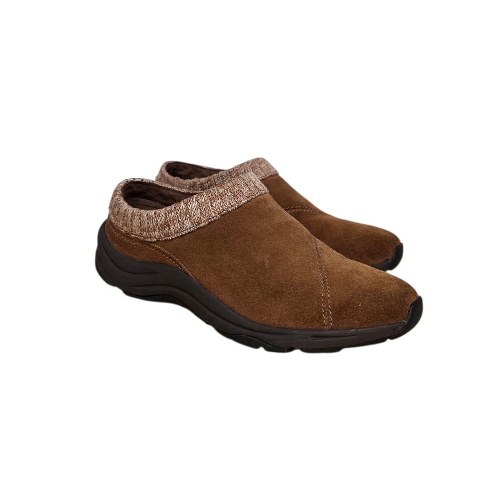 Vionic Arbor Brown Suede Knit Collar Slip On Mules Orthotic Shoes Womens 6